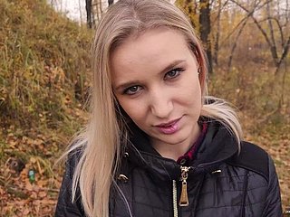 My teen stepsister loves to lady-love coupled with swallow cum outdoors. - POV