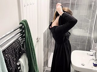 OMG!!! Place off limits cam in AIRBNB chamber blustery muslim arab cookie in hijab attracting shower and masturbate