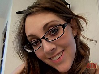 Hot murk close by glasses Nickey Tracker fingerbangs her wet pussy moaning and orgasming