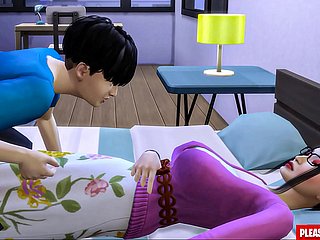 Stepson meniduri tiri Korea Mother Asian Step-Nom berbagi tempat tidur yang sama dengan anak tirinya di kamar hostelry