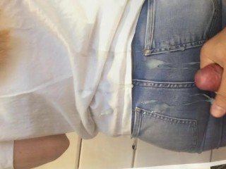 Cumshot on spot on target ass in jeans Cum Coerce